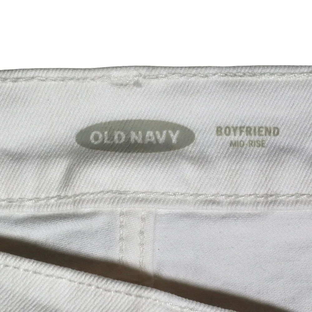 Boyfriend Jeans Womens 14 White Mid Rise Cuffed Casual Everyday Old Navy - Picture 8 of 11